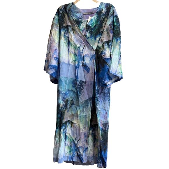 Ocean & Main Los Angeles Blue & Purple Small Oversized Beach Wrap Dress - Picture 1 of 9